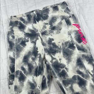 PINK Victoria's Secret Ultimate Tie Dye Leggings‎ Gray White Pink Logo S